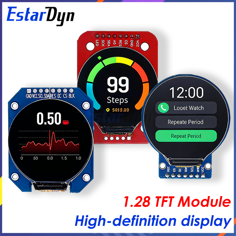 Pantalla TFT de 1,28 pulgadas, módulo de pantalla LCD TFT redondo RGB 240*240 GC9A01, controlador de 4 cables, interfaz SPI 240x240 PCB para Arduino