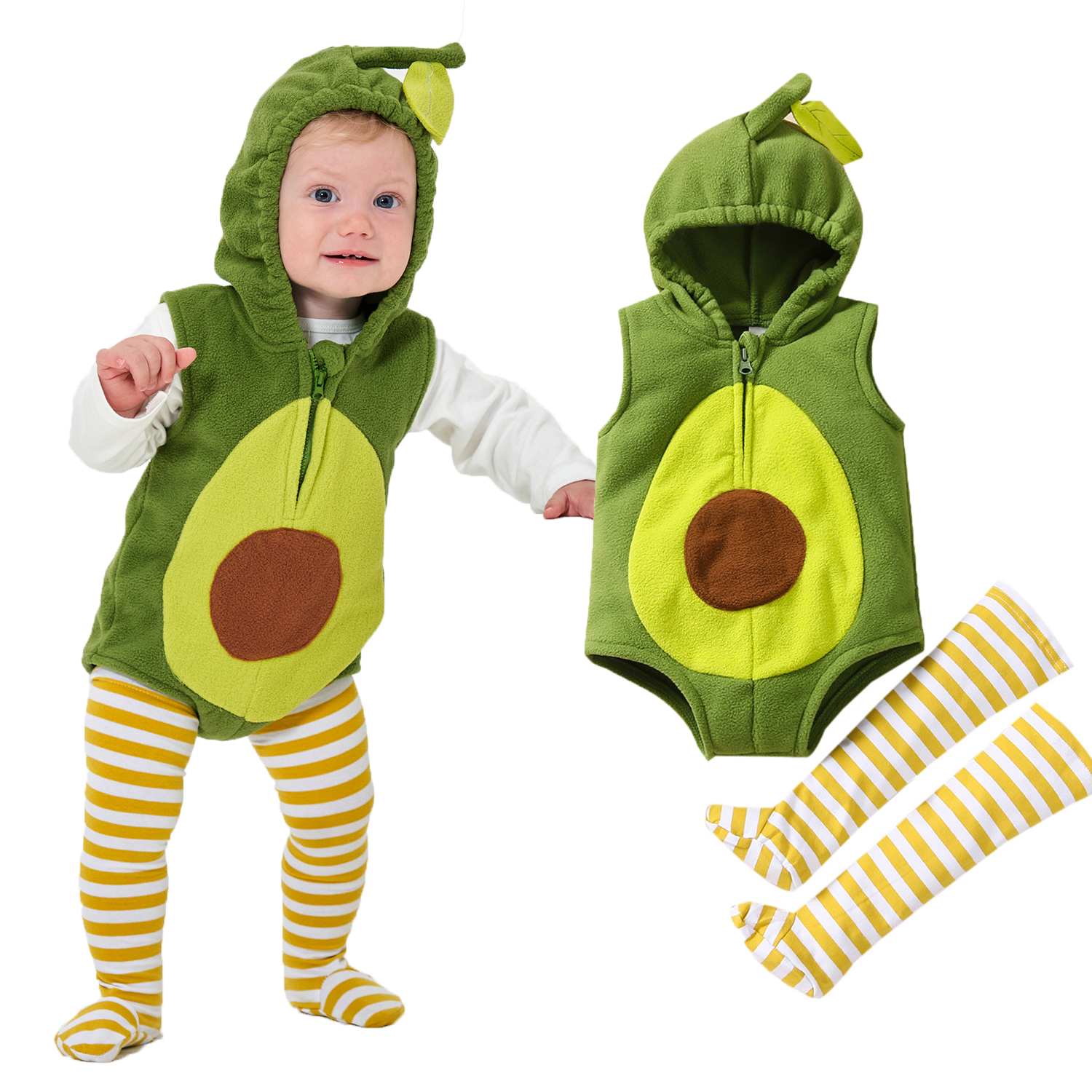 Umorden Trẻ Sơ Sinh Cho Bé Bơ Trang Phục Hóa Trang Cho Bé Gái Bé Trai Mũ Trùm Áo Liền Quần Legging 2 Set Trang Phục 6M 12M 18M 24M Halloween Purim