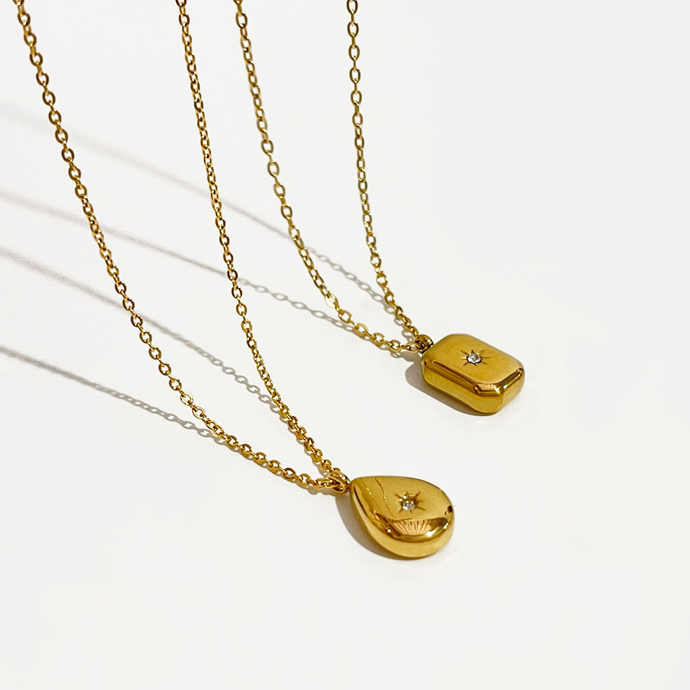 Peri'sBox-collares geométricos cuadrados de estrella de gota de agua de acero y titanio para mujer, collares minimalistas de circonia cúbica Starburst, 2 diseños, 2021