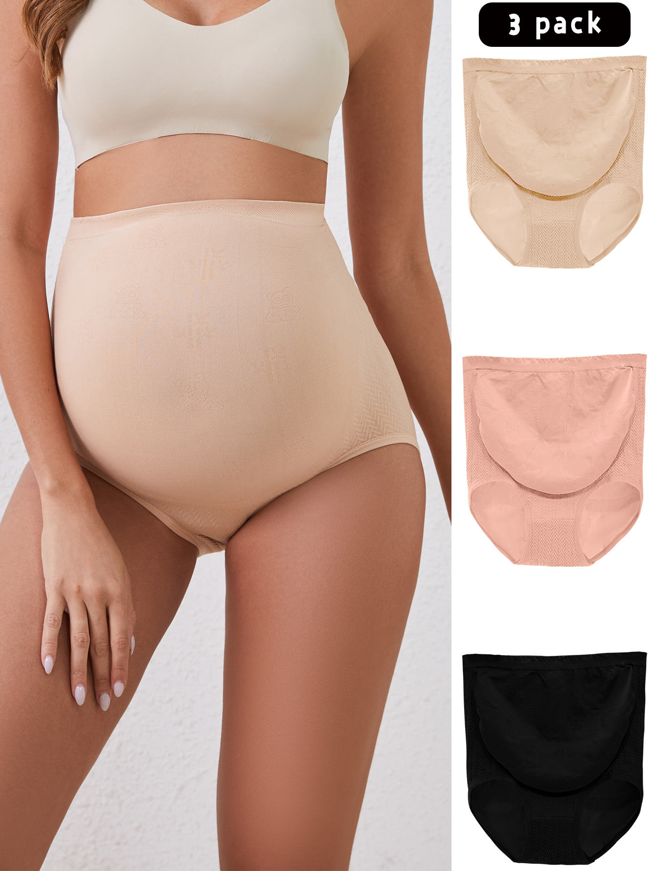 3 Pack set  High-Waist Maternity Underwear Breathable Belly Support Women's Comfortable Cotton Panties for Pregnant Ladies