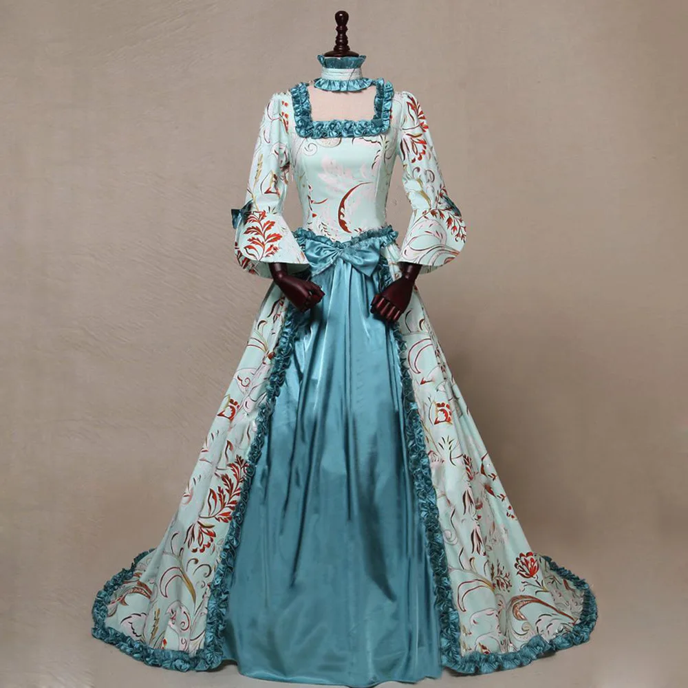Plus ขนาด Medieval Victorian ชุดเจ้าหญิง Queen ชั้น Cos Renaissance Luxury Vintage พิมพ์ Robe ชุดเดรสสำหรับสุภาพสตรี