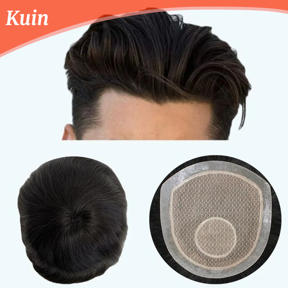 男性用シルクpuベースのトーピー,ストレート人間の髪の毛,プロミスのユニット,天然の男性用ヘアスペアシステム