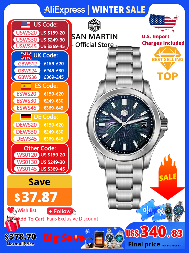 Официальные часы San Martin, 39 мм, гильоше, швабра, циферблат Gada, часы Miyota 9015, роскошные мужские автоматические механические часы, 10 атм, reloj SN0150