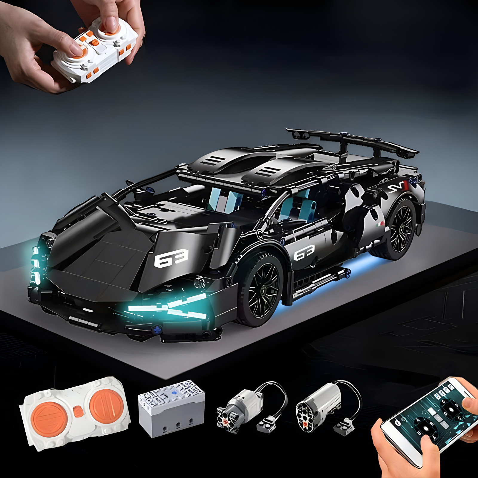 Blocs de construction de modèle de voiture de Sport de course technique adultes 1:14 bricolage supercar brique Puzzle jouets enfant adulte cadeau (1280 + granule)