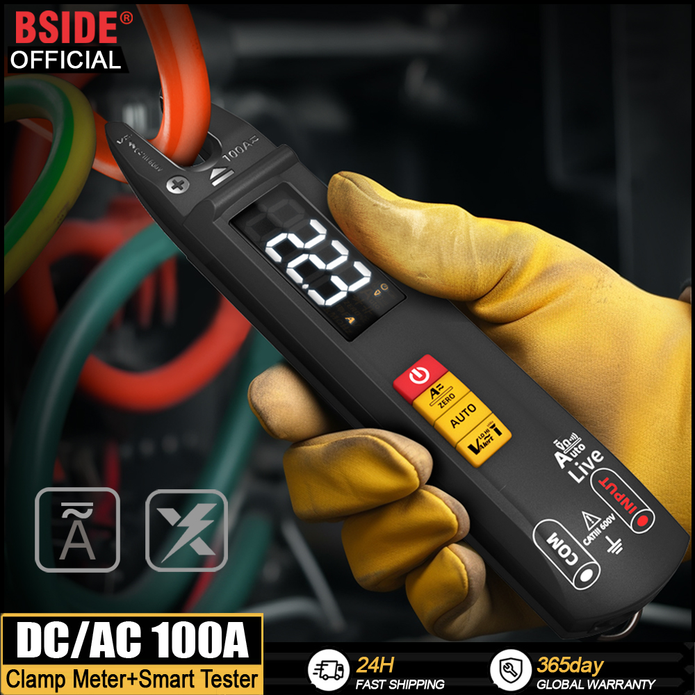BSIDE U0 penjepit Digital Meter garpu DC AC 100A Tang Ammeter cerdas arus T-RMS Multimeter otomatis tegangan Ohm penguji listrik