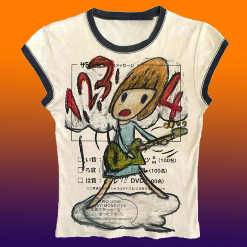 Y2K Koreanische Beliebte Kleidung Emo Sommer Baby T Streetwear Gothic Harajuku Grafik Ästhetischen Druck T-shirt Frauen Vintage Crop Top