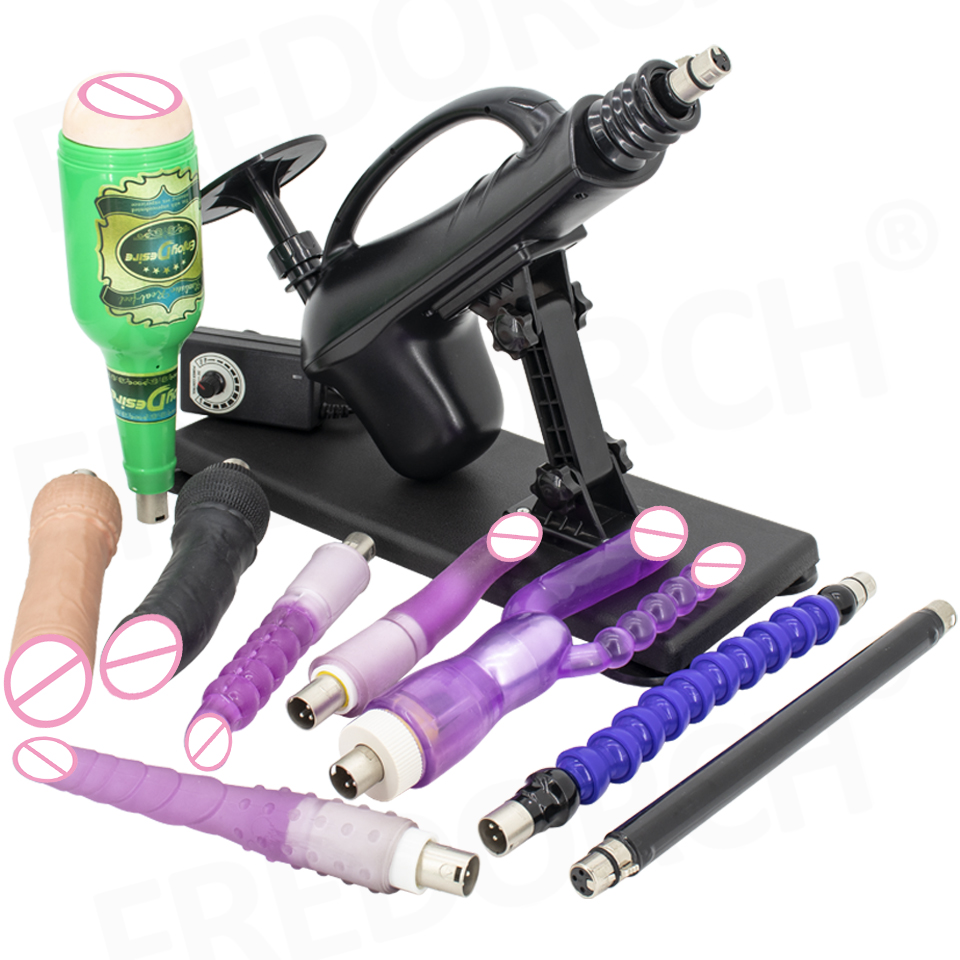 Fredroch Automatische Sexmaschine mit schwarzen Dildo-Aufsätzen für Männer und Frauen, Masturbationsspielzeug, Sexmaschine, Vibrator, Orgasmus
