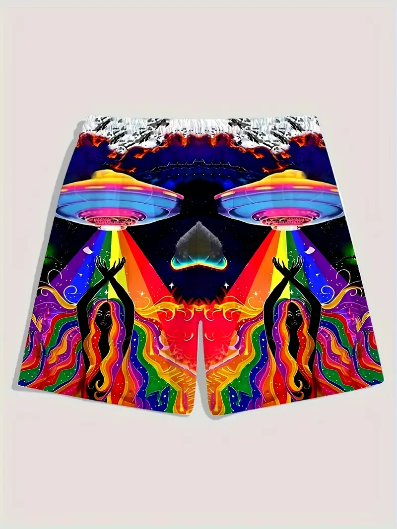 Harajuku UFO Alien 3D Printed Short Pants For Men Women Clothes Hip Hop Hawaiian Beach Shorts Casual Vacation Kids Trunks New