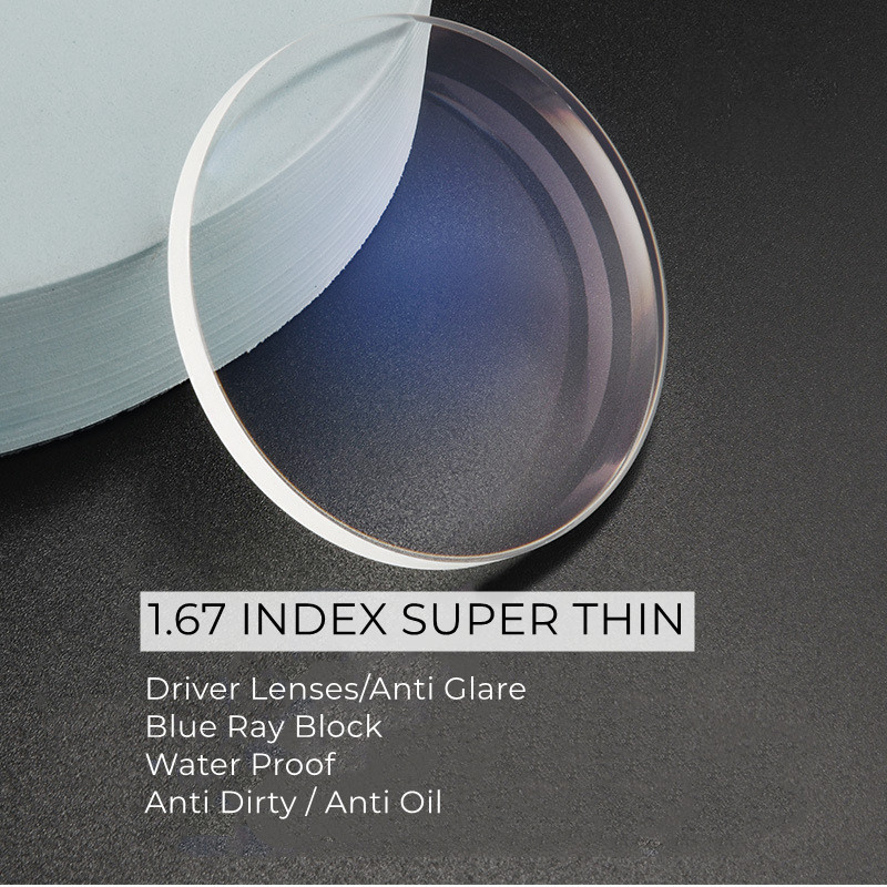 1.67 Indeks Driver Lensa Resep Jelas Super Tipis Anti Silau/UV Sinar Biru Blok Khusus Deisged untuk Mengemudi Menggunakan