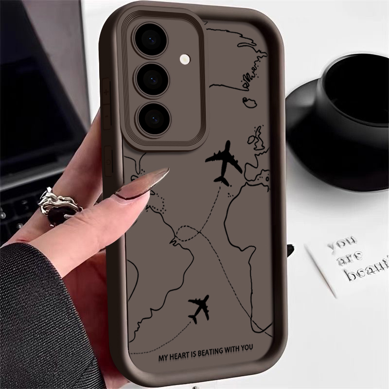 Coque en silicone motif Route Aérienne pour Samsung Galaxy S25 FE Edge S26 S24 S23 Ultra S22 Plus A57 A37 A17 A27 A15 A55 A56 A36 A26