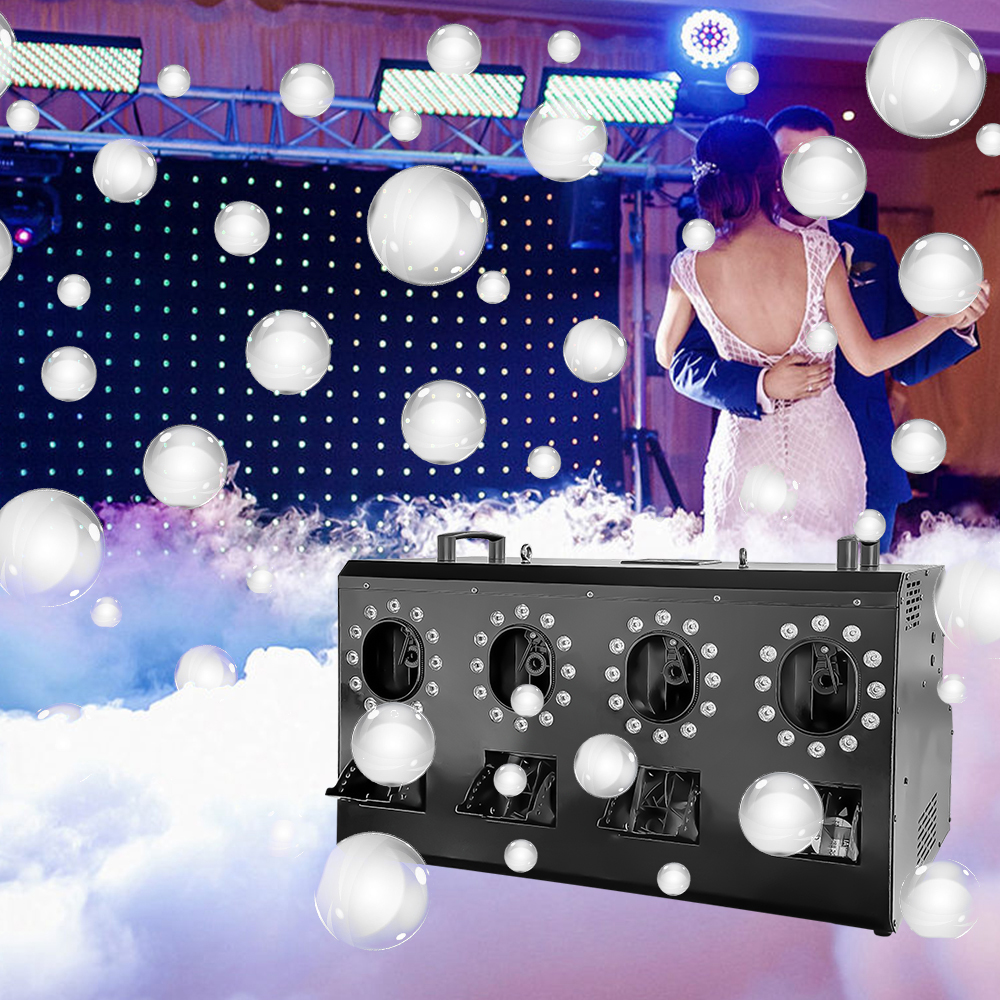 Máquina de burbujas de humo LED de 3000W y 1500W, máquina de pulverización de burbujas de boda con cuatro agujeros y doble orificio DMX para escenario, efecto especial de Navidad