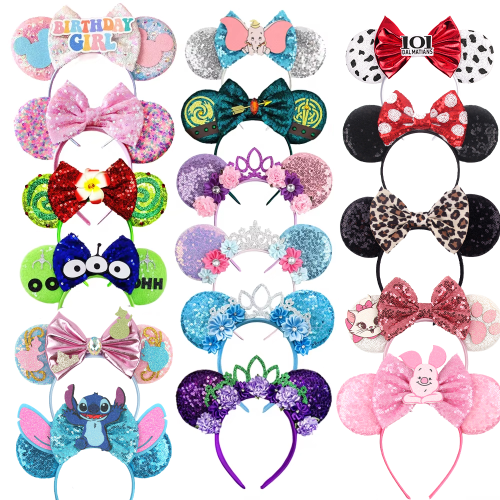 Nueva Diadema con Orejas de Ratón para Navidad y Halloween, Diadema con Lentejuelas y Lazos de Dibujos Animados, Disfraz de Princesa para Fiesta de Cumpleaños, Disfraz de Cosplay para Mujeres Adultas
