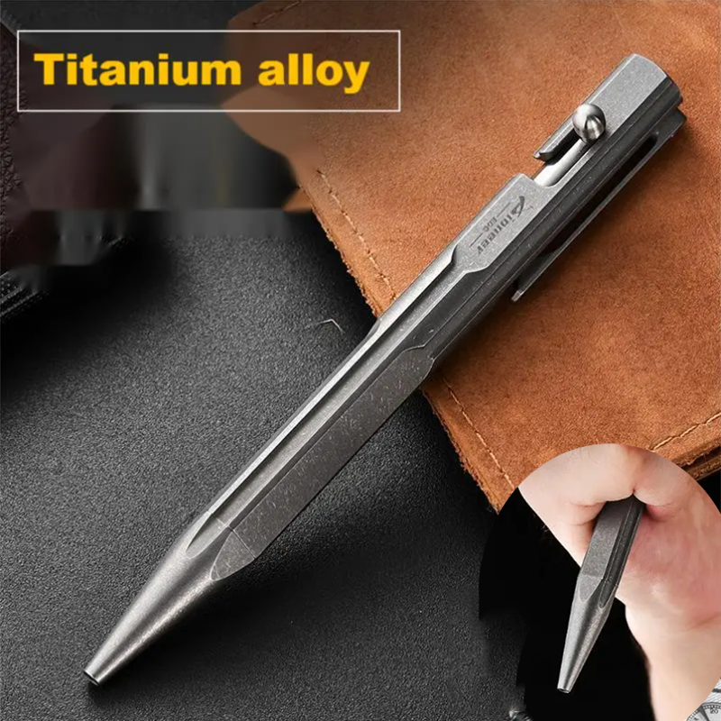 Bolígrafo táctico tipo perno de aleación de titanio TC4, bolígrafo multifuncional de autodefensa para romper ventanas, bolígrafo de firma para acampar, hombre y mujer