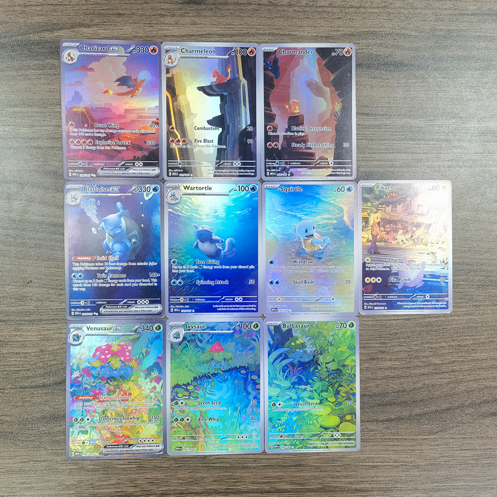 10 шт./компл. карманная карта монстров 151 серии EX Charizard Venusaur Blastoise PTCG SAR Алая фиолетовая коллекционная карта для анимации