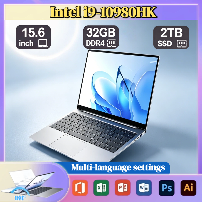 Portátil para juegos Intel Core i9 10980HK de 15.6 pulgadas, 8C16T, 2.4GHz de base, 5.3GHz de Boost, 32GB de RAM, 2TB SSD, huella dactilar, WiFi6, Ultrabook Pro 4K
