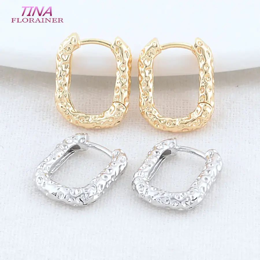 12*15.5 มม.14K Gold สีทองเหลืองรูปไข่ต่างหู Hoops คุณภาพสูงเครื่องประดับทําอุปกรณ์ DIY อุปกรณ์เสริม