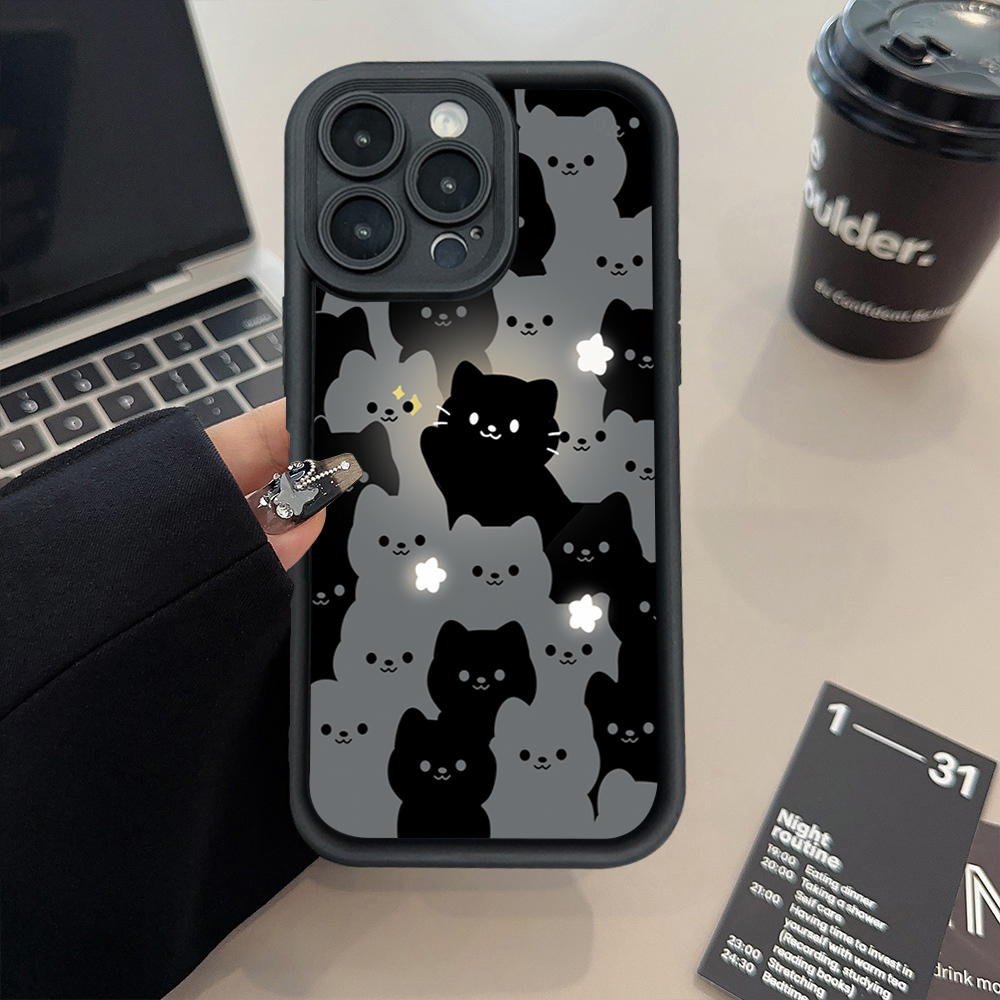 Niedliche Cartoon-Katzen-Silikon-Handyhülle für Samsung Galaxy S26 S25 Ultra S24 S23 S22 Plus S21 FE A16 A56 A55 A54 A24 A25 A26 Cover