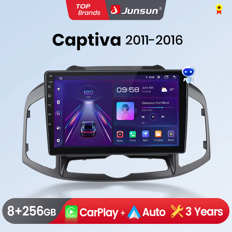 Junsun bezprzewodowy CarPlay Android Radio samochodowe dla Chevy Captiva 2011-2016 GPS inteligentne systemy multimedialne Radio samochodowe