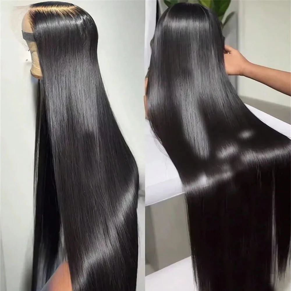 Peluca vietnamita sin pegamento con cierre de encaje, 230% densidad, 32-38 pulgadas, pelucas frontales de encaje HD transparente 13x6, pelucas de cabello humano liso con encaje frontal 13x4