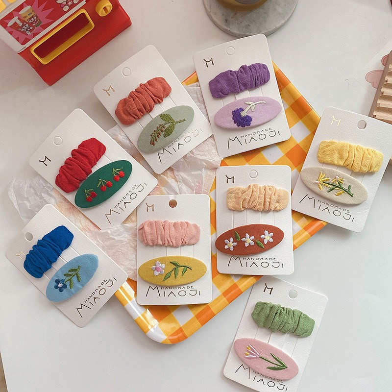 Kawaii ovale ricamo forcine ragazze bambini fermagli per capelli spille Barrettes accessori fermaglio per capelli fermagli per capelli copricapo ornamenti