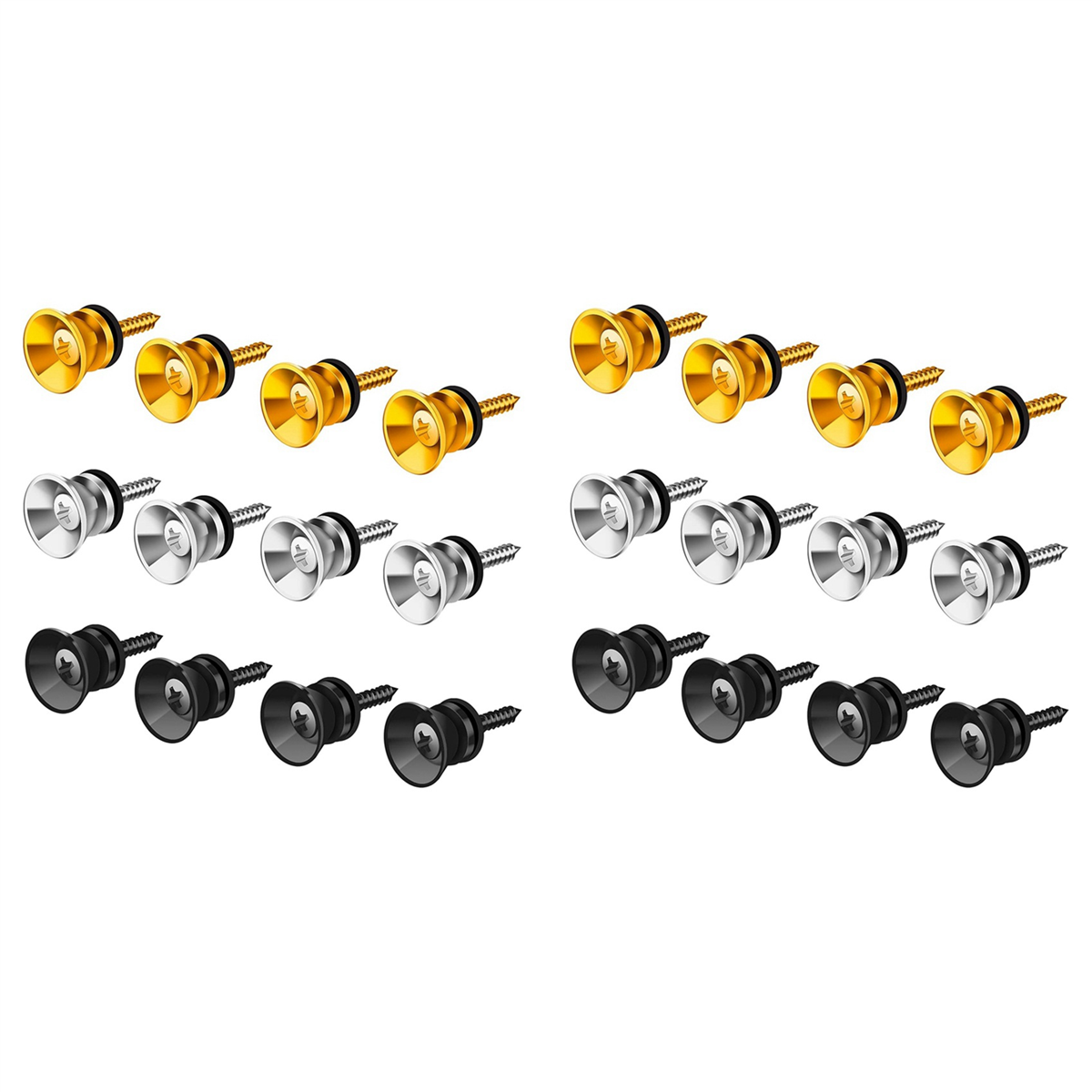 A71P 24 peças botões de trava de alça de guitarra pinos de extremidade de metal com parafusos de montagem para guitarra elétrica clássica acústica baixo ukulele