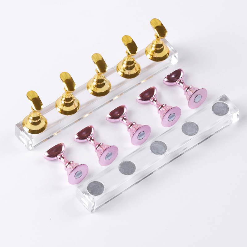 5/30 unids/set soporte magnético para uñas punta de uñas postizas soporte de práctica soporte de Base de cristal exhibición de Arte de uñas para salón de arte DIY y práctica