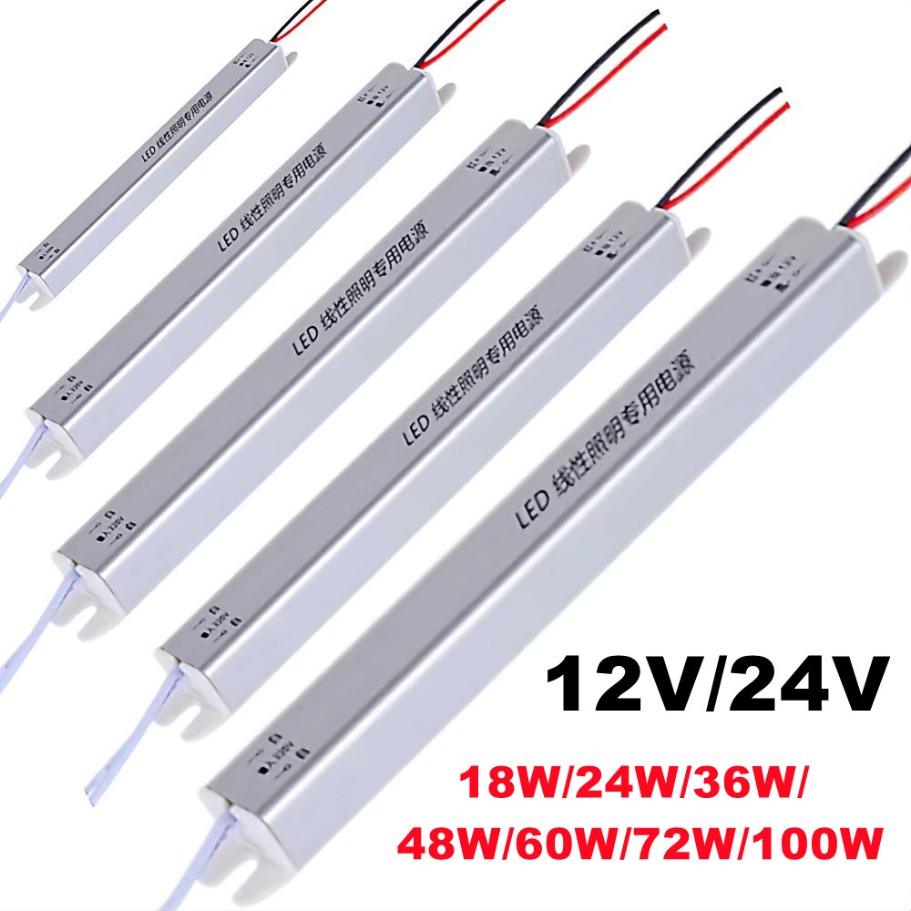 DC12V/24V potencia de conmutación ultrafina AC 220V LED controlador fuente de alimentación transformador de iluminación para tira de LED 24W 36W 48W 60W 72W 100W