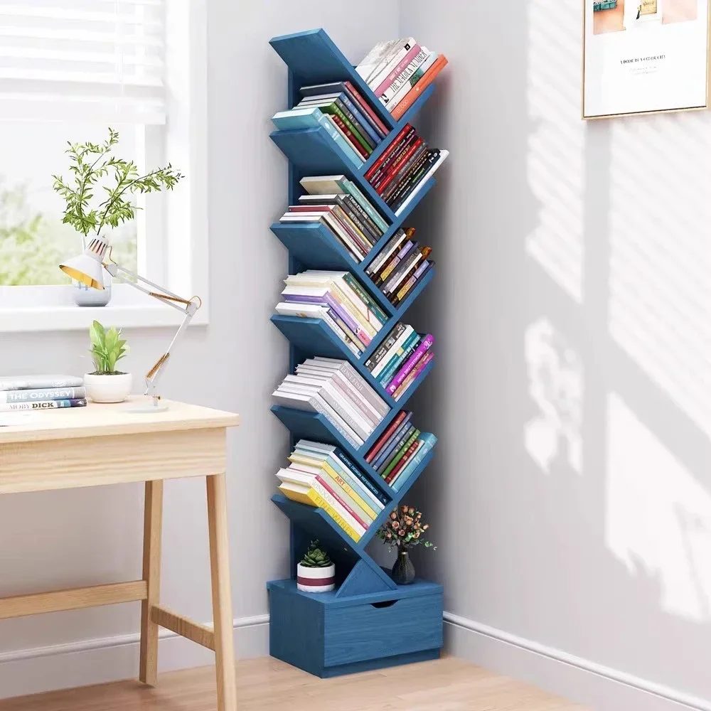 Estantería de almacenamiento para niños, estantería sencilla y moderna de suelo a techo en forma de árbol, librería pequeña para sala de estar