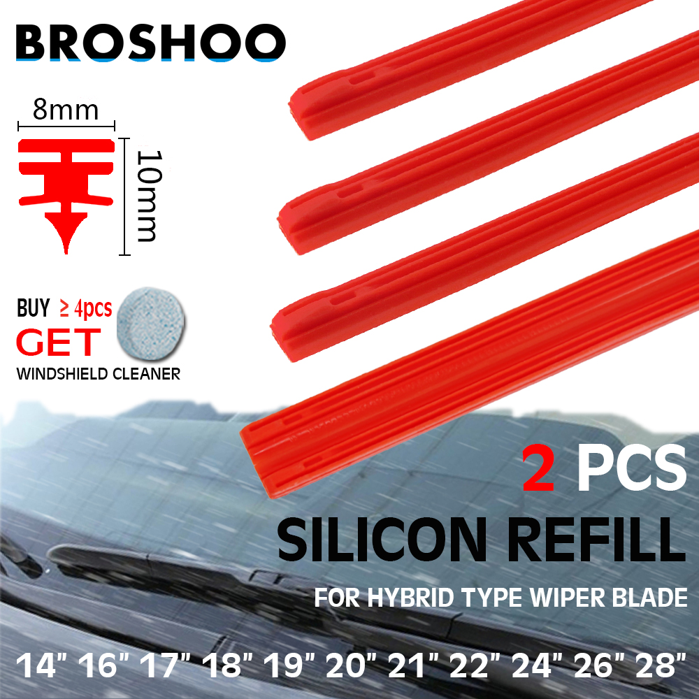2 PCS สีแดงใบปัดน้ําฝนรถยนต์สําหรับ HYBRID ประเภทใบปัดน้ําฝนซิลิกาเจลซิลิคอนแถบเติม 8 มม.14 "16" 17 "18" 20 "21" 22 "24" 26 "28"