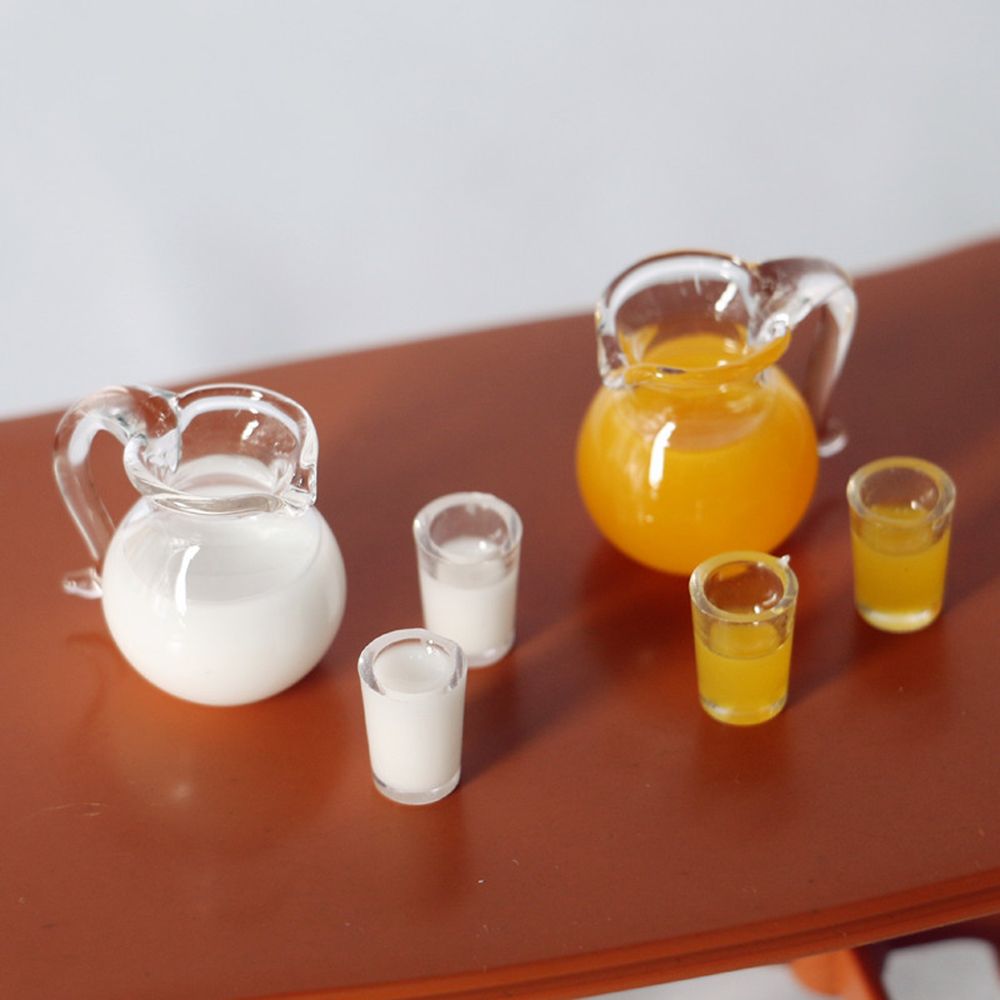 Simulación a escala 1/12, modelo para beber en miniatura, jarra para bebidas, taza, café, leche, limón, agua, zumo de naranja, accesorios para muñecas