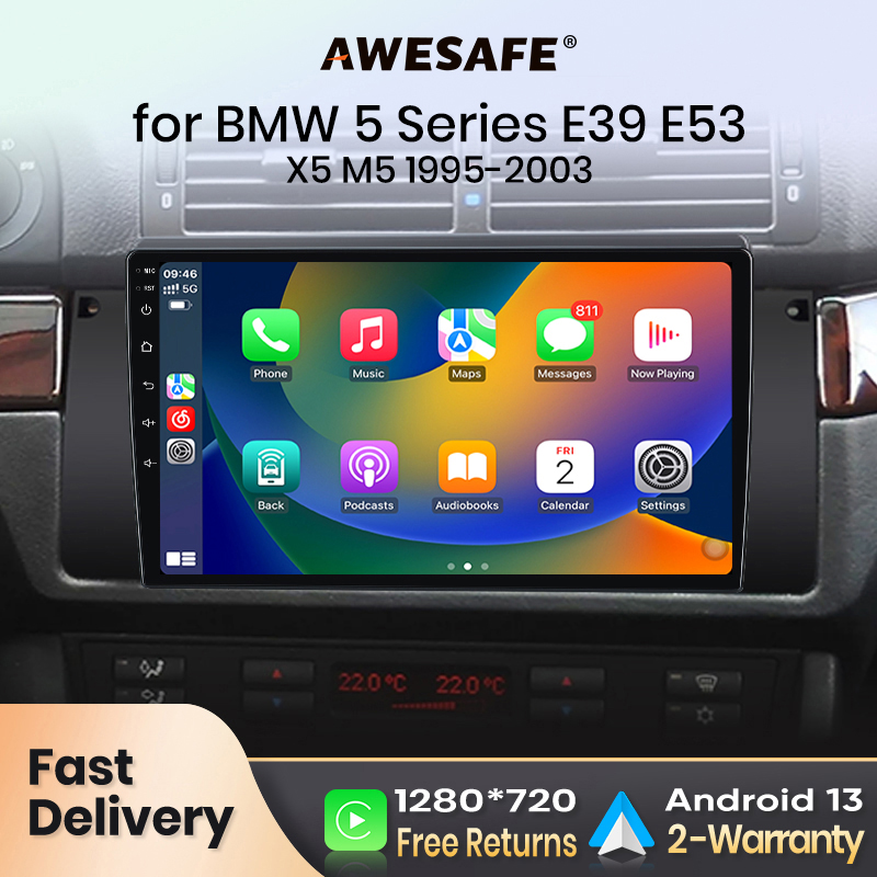 AWESAFE PX9 Автомагнитола для BMW 5 E39 1995 - 2003 E53 X5 M5 беспроводной Carplay экран Android Авто Стерео GPS навигация FM