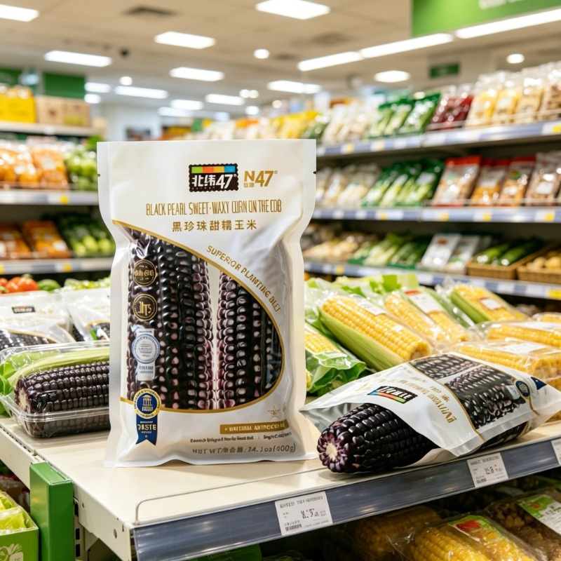 Gratis verzending N47 High Lat Zwarte Bodem Zwarte Parel Wasachtige Maïs Vacuüm Verpakt Non-GMO Anthocyanine Maïs Diet Snack