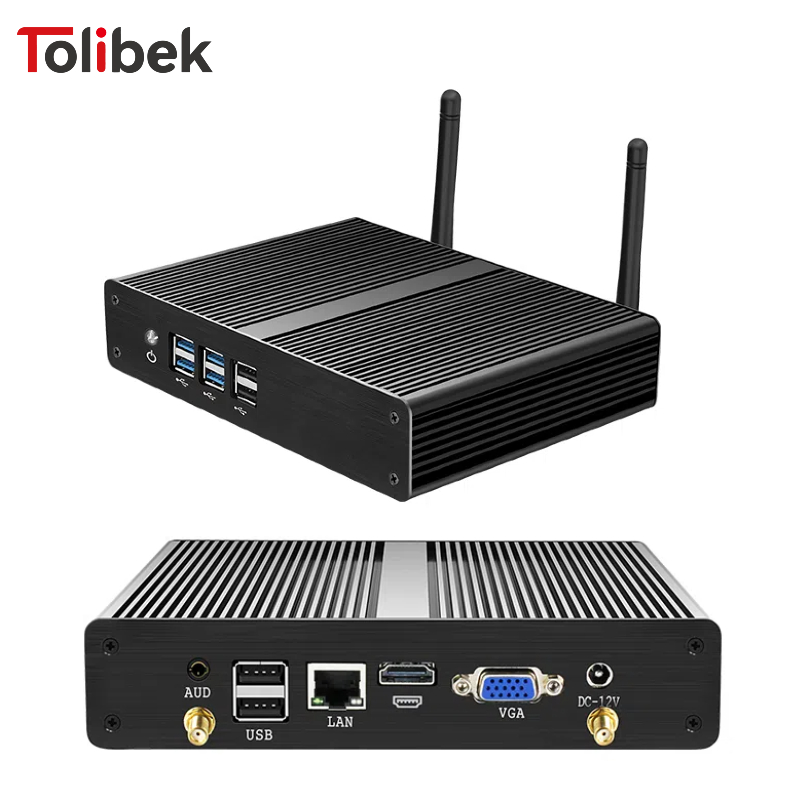 Tolibek-Mini PC HTPC sans ventilateur, Intel Core i3 5005U, i5 4200U, Celeron 2955U, DDR3L, Windows 10 Pro, ordinateur de bureau, Wi-Fi