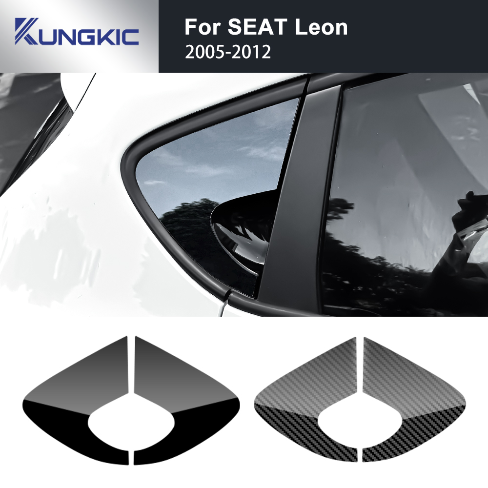 Для Seat Leon MK2 1P Altea 2005 2006 2007 2008 2009 2010 2011 2012 треугольная наклейка на окно из углеродного волокна с узором глянцевый черный