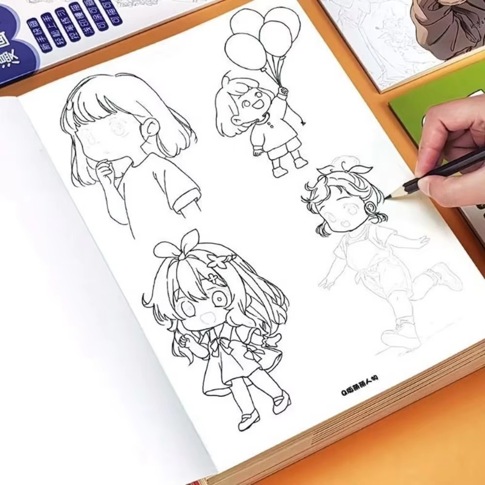 Libro de dibujo artístico de líneas de animales de Personaje de Anime para principiantes, 46 páginas, contornos simples dibujados a mano para rastreo y practicar pintura