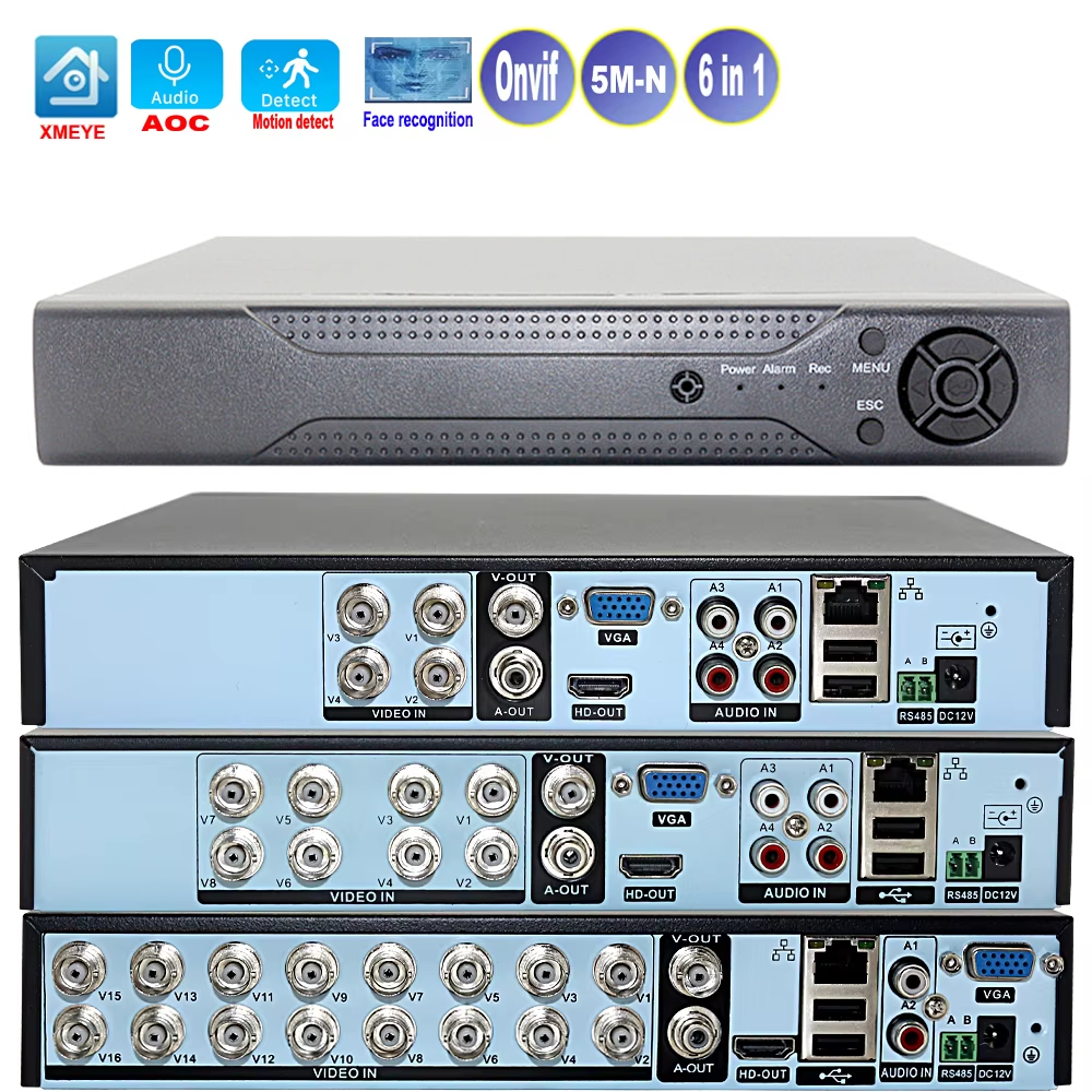 Xmeye Smart Dvr Nvr 4/8/16 canales 5MP-N 1080P grabadora de videovigilancia Audio sobre detección de movimiento Coaxial para cámaras CCTV