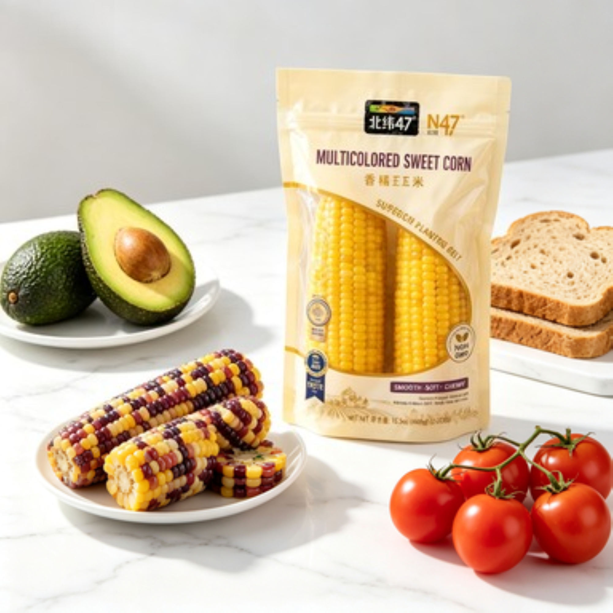Paquete de Maíz Fresco Sellado al Vacío, Sin OMG, Variedades Dulces y Cerosas Blancas y Negras Maíz Glutinoso Masticable, Sin Conservantes, Ideal para Comidas Diarias