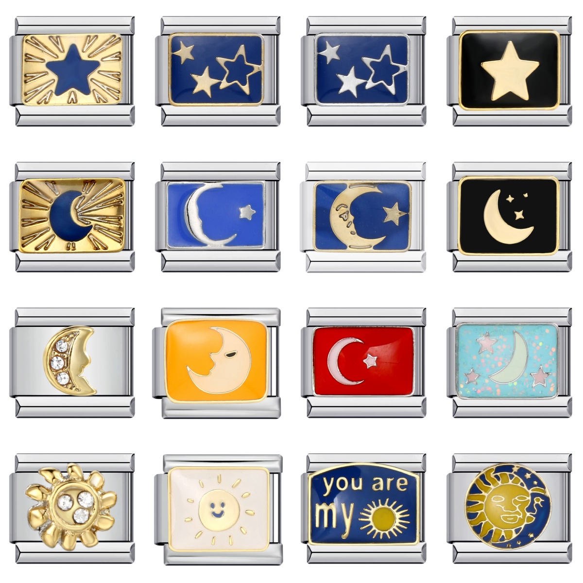 Moda bonito estrela lua sol estilo italiano charme link caber 9mm pulseiras de aço inoxidável diy fazendo moda jóias para mulheres