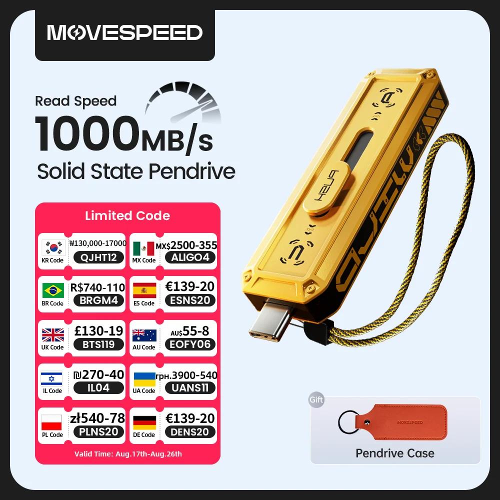 Movespeed 1090 mb/s caneta de estado sólido usb3.2 gen 2 tipo c unidade flash 1tb 512gb 256gb 128gb pendrive para pc smartphone tablet