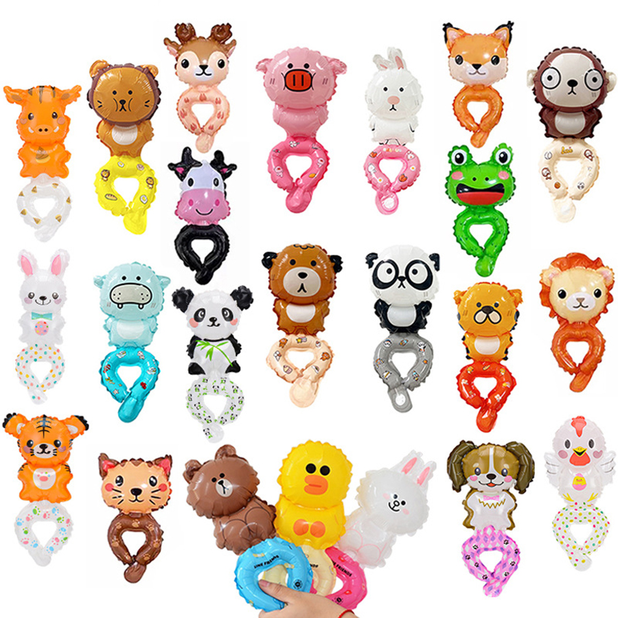 20 pçs balão de pulso bonito para festa de aniversário decoração coelho urso dos desenhos animados animal balão rosa brinquedos das crianças chá de bebê