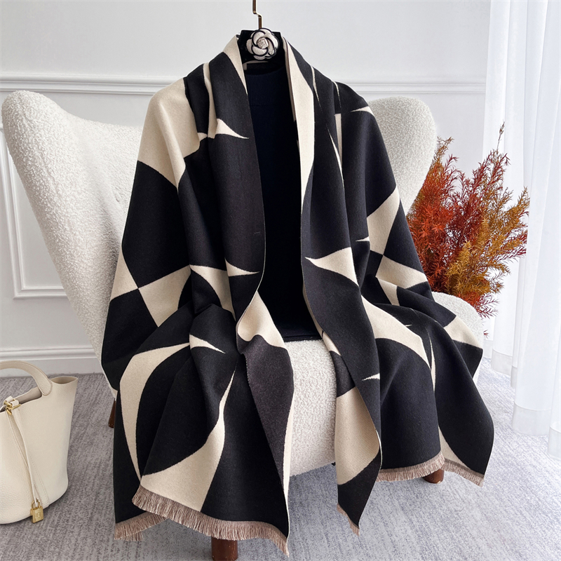 Bufanda Floral de Cachemira de marca de lujo para mujer, chal cálido de invierno y pañuelo envolvente, Pashmina, Foulard femenino, Poncho cuadrado de manta gruesa