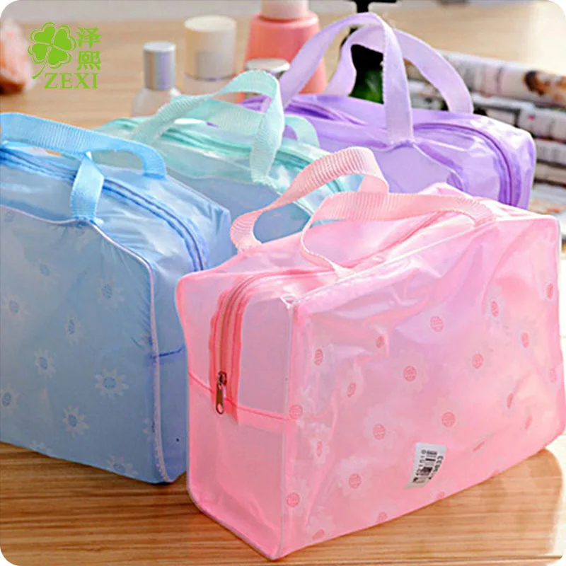 Bolso translúcido para maquillaje, organizador de cosméticos de viaje, Kits de aseo de PVC impermeables, almacenamiento de baño, bolsa de lavado, bolso de Margarita
