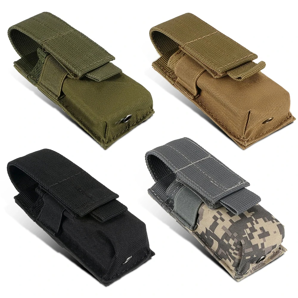 Bolsa táctica para linterna Molle, soporte para antorcha, bolsa para revista individual, funda para cuchillo, M5, EDC, 9mm, riñonera para caza al aire libre