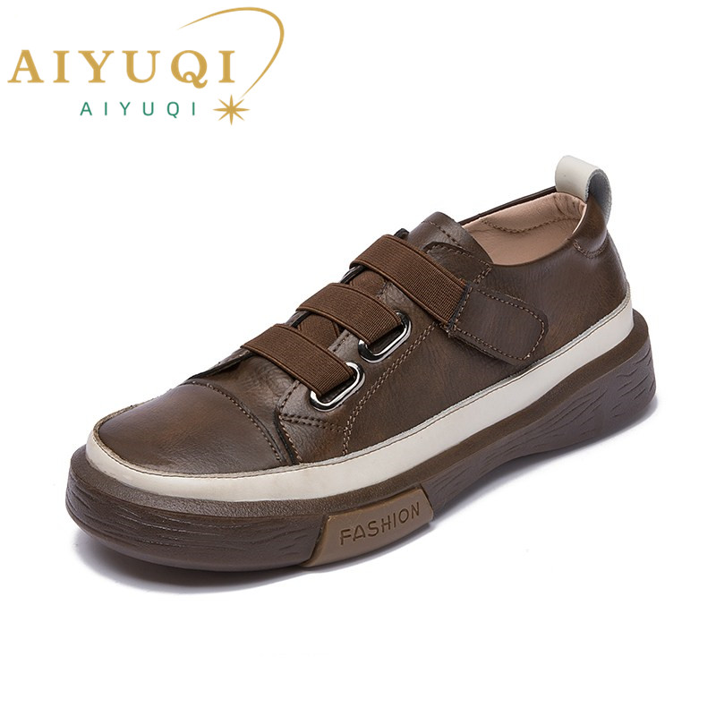 AIYUQI Ladies Sneakers Spring Shoes 2024 New Genuine Leather Casual Women Shoes Large Size 42　43 Fashion Flat Girl Student Shoes