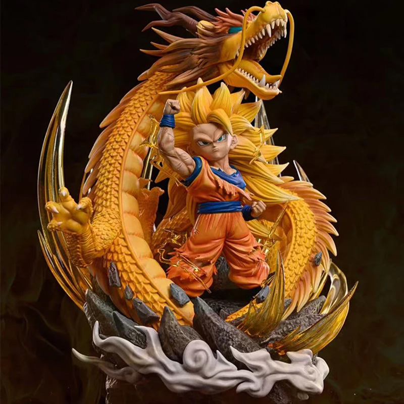 Wersja Q Dragon Ball Z rysunek Ssj3 Goku figurki Dragon Fist Explosion 14CM pcv GK statua zabawki-modele do kolekcjonowania