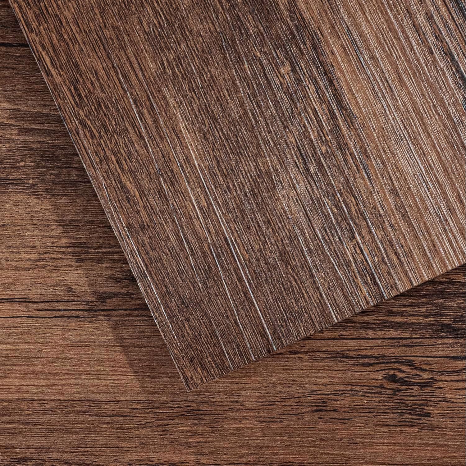 Waterproof Peel and Stick Vinyl Flooring, 36 Pack for Office, Living Room, Bathroom, Kitchen - Easy Install Brown Design