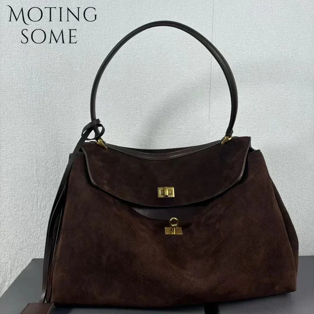 Motingsome-女性用スエードレザーバッグ,ショルダーバッグと財布,高級デザイナーバッグ,シックなファッション,新しいコレクション2024