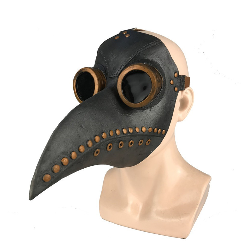 Máscara de borracha preta do médico da praga fantasia de halloween dos desenhos animados assustador steampunk gás máscara de látex para crianças e adultos adereços cosplay