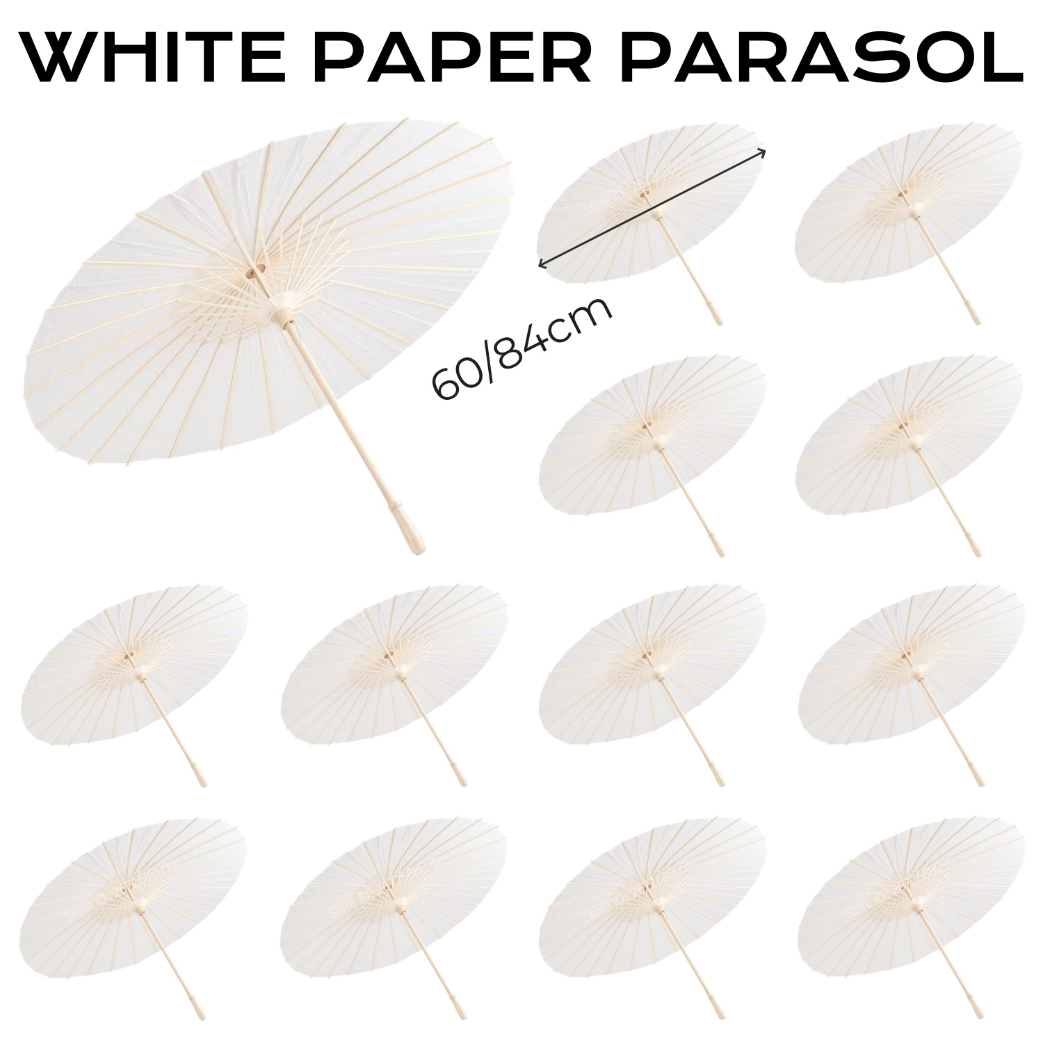 Parasol en papier pour mariage, 5/12/16 pièces, 60/80cm, parapluies blancs pour centres de table de réception nuptiale, accessoires Photo