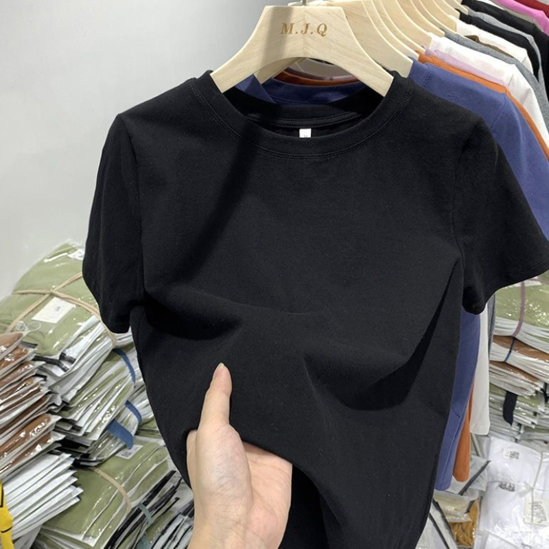 T-shirt basic da donna a tinta unita, casual, traspirante, a maniche corte, girocollo, morbida, vestibilità ampia, offerta speciale